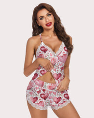 Heart Floral Two-piece Pajamas Sets