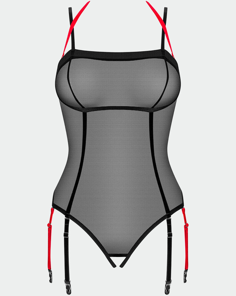 ⚡Flash Sale-{XL} Crotchless Sheer Mesh Tulle Teddy