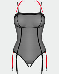 Plus Size Crotchless Sheer Tulle Teddy