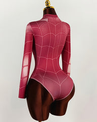 Pink Spider Web Bodysuit - Long Sleeve Spider-Costume