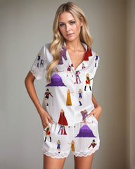 Women Music Theme Graffiti Satin Pajama Set
