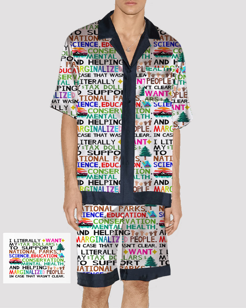 Men Car Pattern Satin Pajama Set