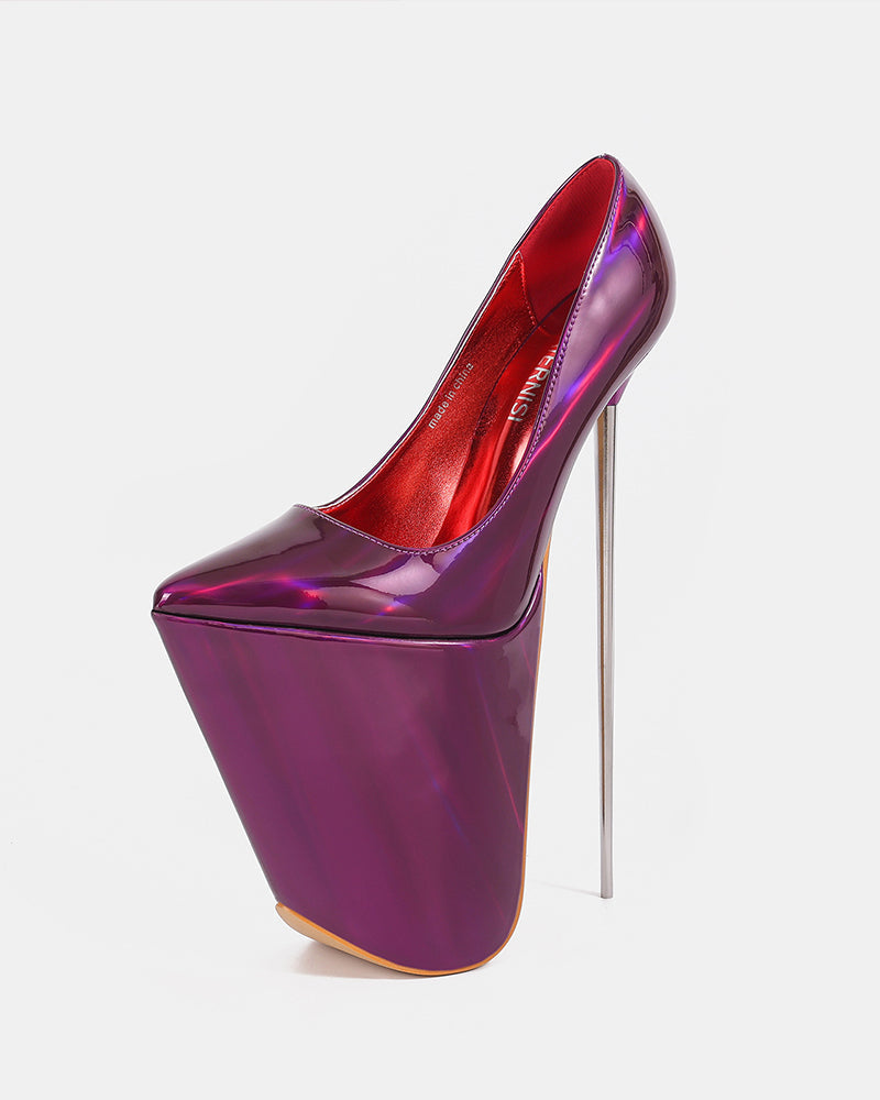 Extreme 25cm Metal Stiletto Patent Platform Pump