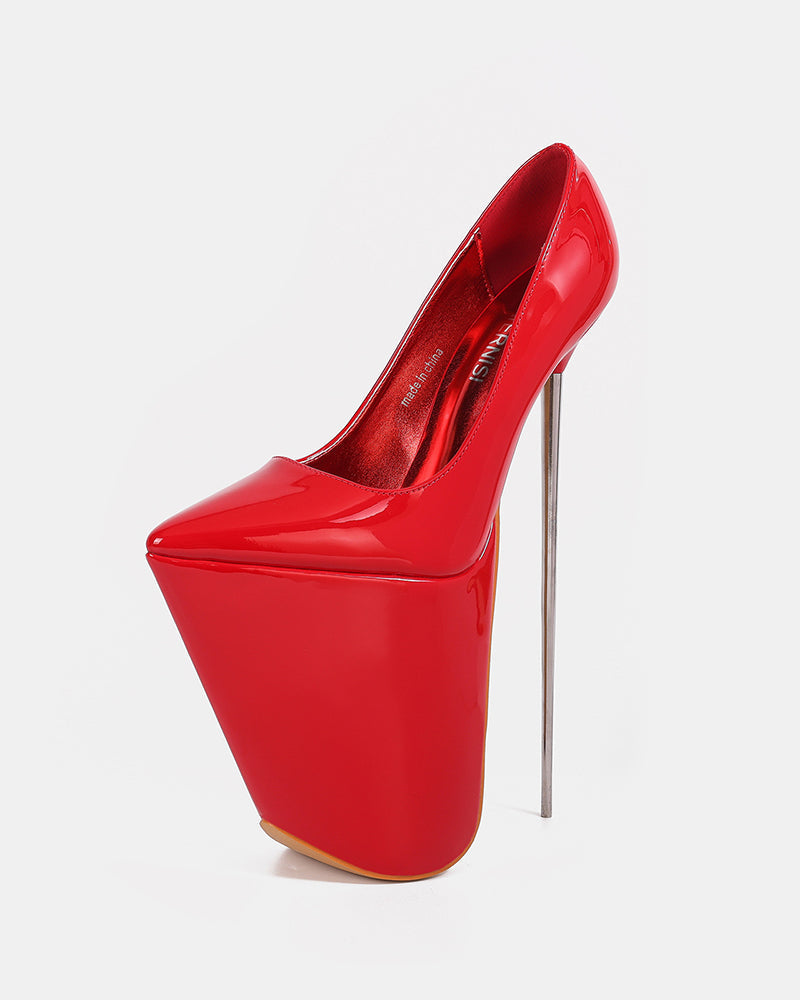 Extreme 25cm Metal Stiletto Patent Platform Pump