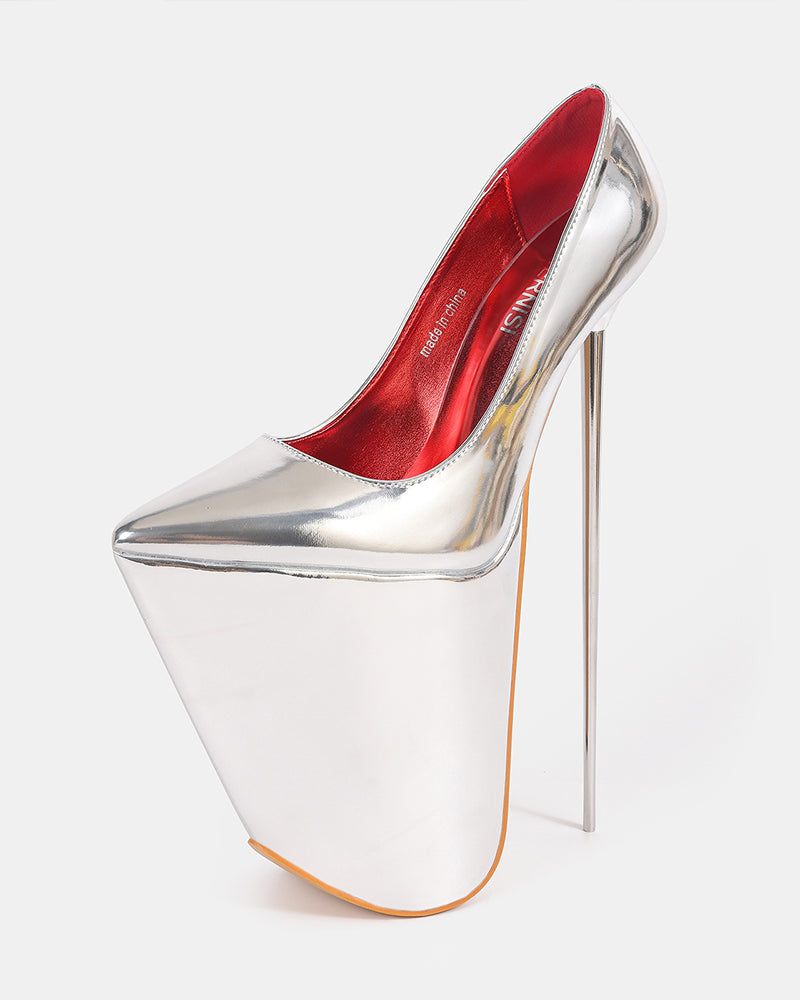 Extreme 25cm Metal Stiletto Patent Platform Pump