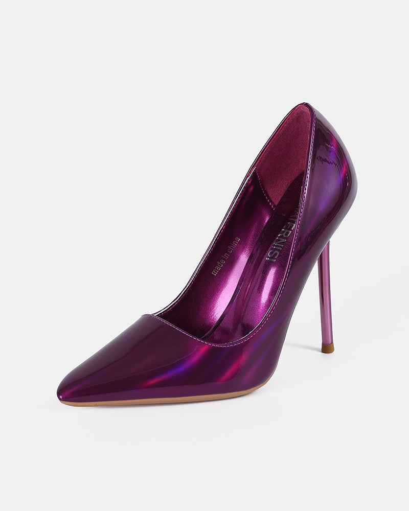 Metallic Mirror Finish Pointed Toe Stiletto Pump