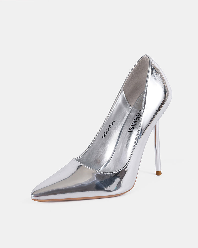 Metallic Mirror Finish Pointed Toe Stiletto Pump