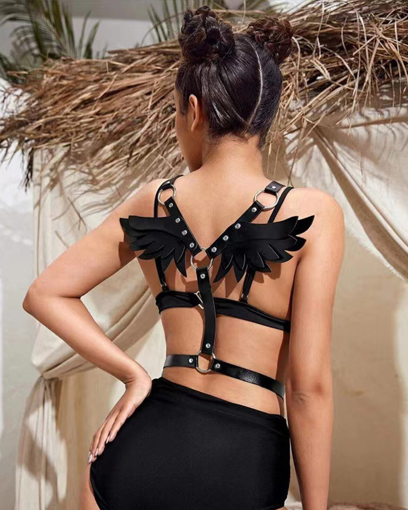 SM Supplies Stud Rhinestone Leather Wings
