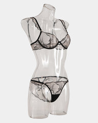 Ruffle Shoulder Strap Bra and Panty Set