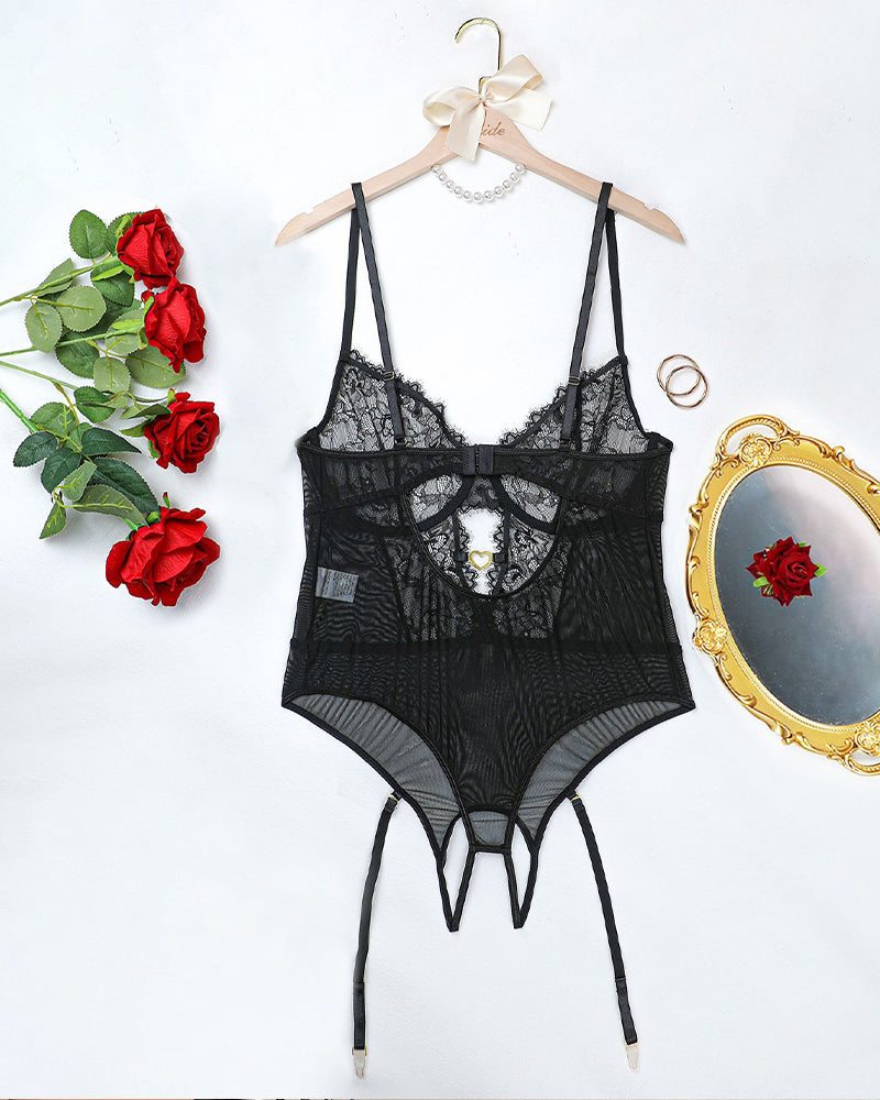 Plus Size Floral Lace BodySuits Set