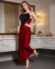 Satin Lace Heart Patchwork Nightdress
