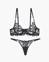 Embroidered Lace Bra and Thong 2 Sets