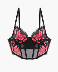 ⚡Flash Sale-【M】Pink Embroidered Corset Bra