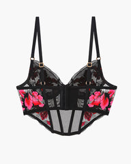 ⚡Flash Sale-【M】Pink Embroidered Corset Bra