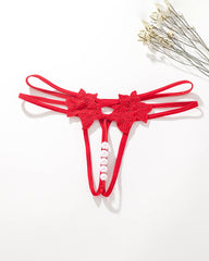 Pearl Lingerie Lace Open Panties G-String