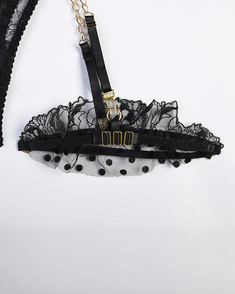 ⚡Flash Sale-Embroidered Lace Lingerie Set With Chain