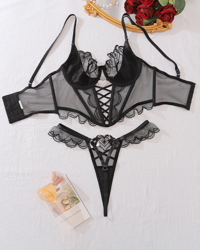 ⚡Flash Sale-Heart Design Two Piece Lingerie Corset Set