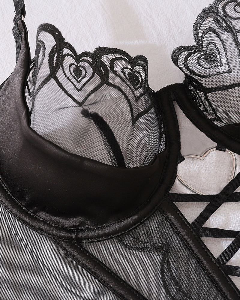 ⚡Flash Sale-Heart Design Two Piece Lingerie Corset Set