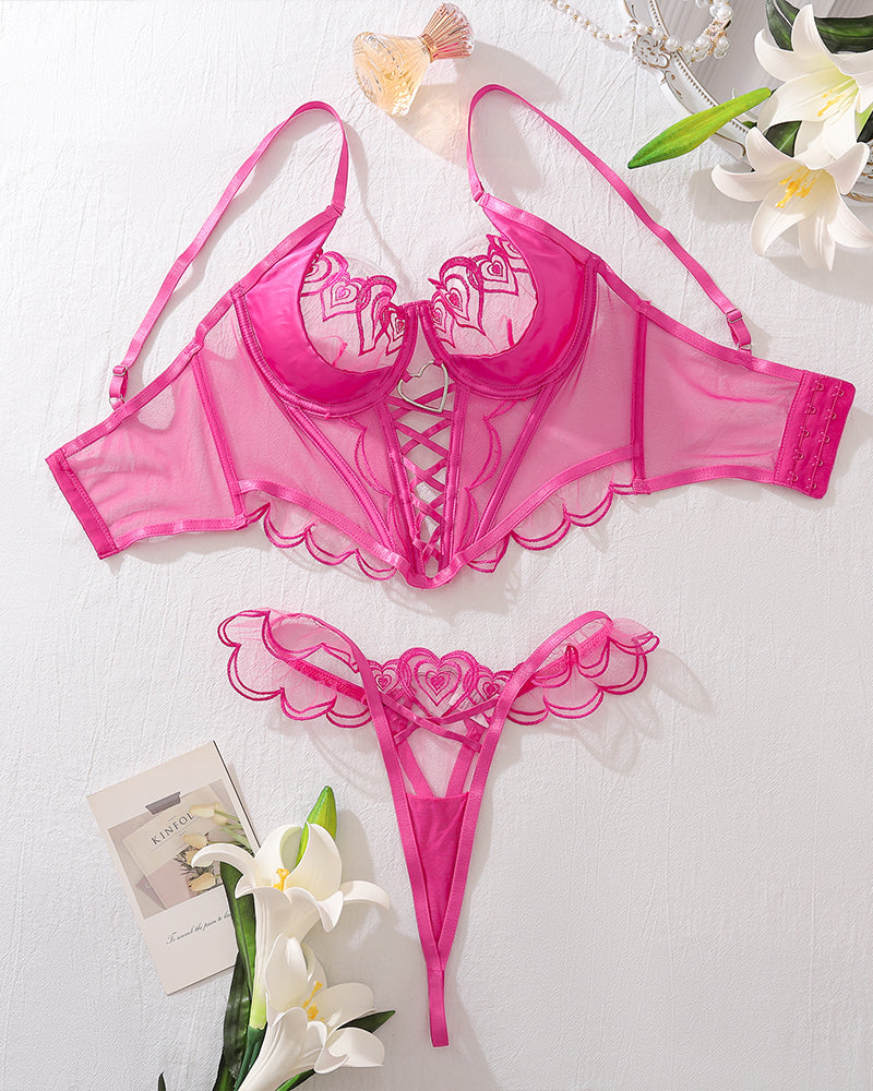 ⚡Flash Sale-Heart Design Two Piece Lingerie Corset Set