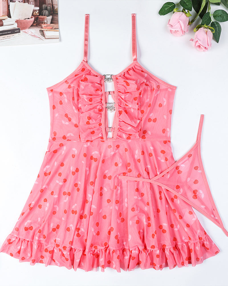 Heart Dots Hollow Babydoll