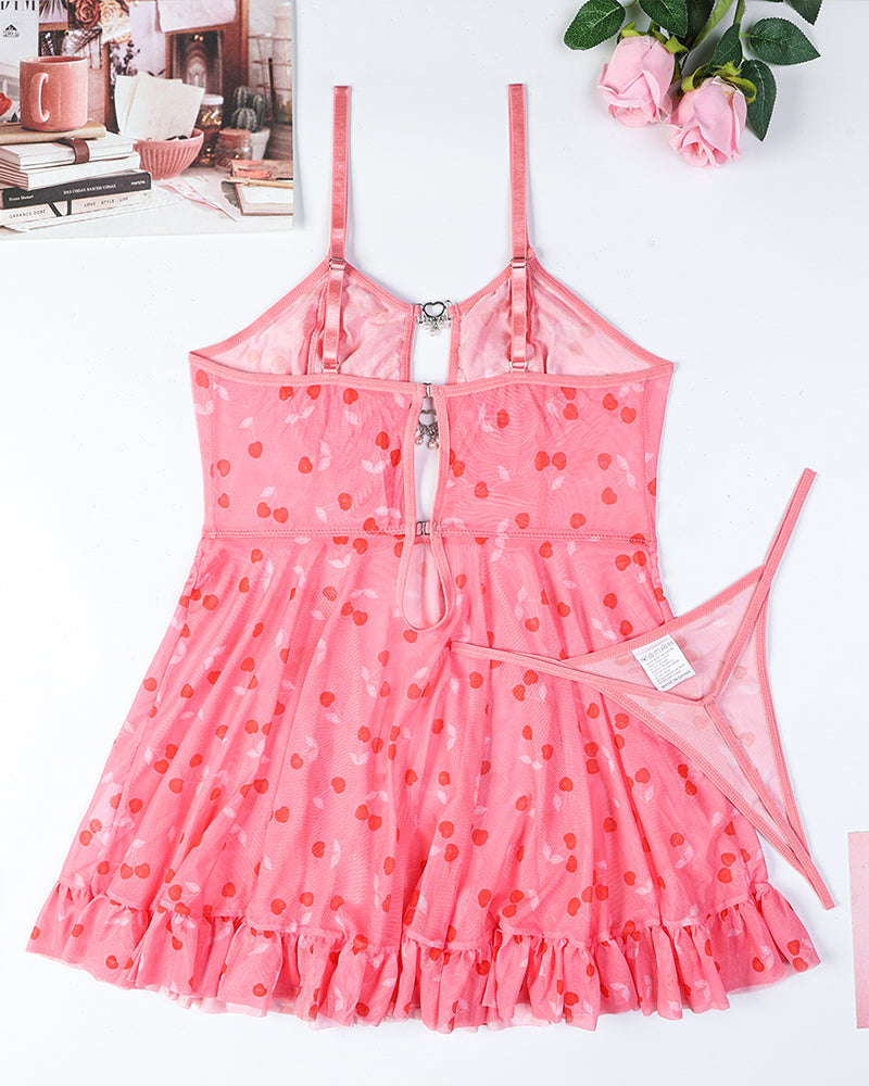 Heart Dots Hollow Babydoll