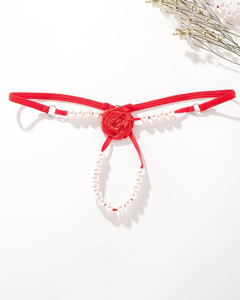 Pearl Rose See-Through Thong Panties