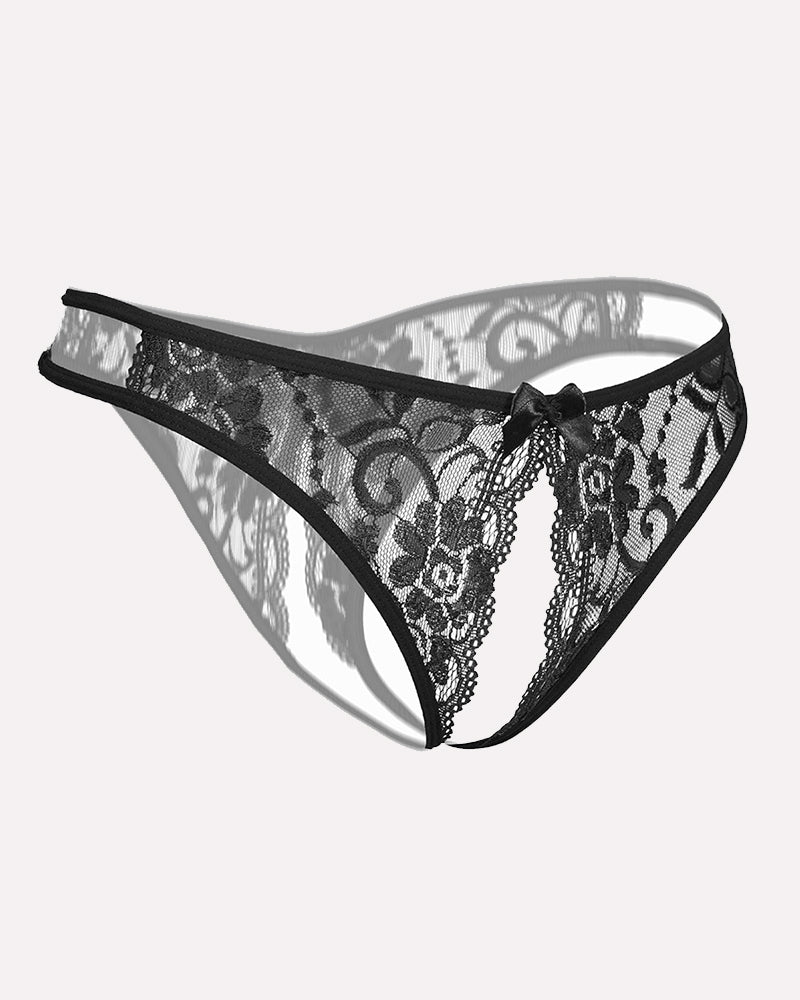 Lace Bows Open-Cut Panties
