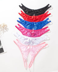 Lace Bows Open-Cut Panties
