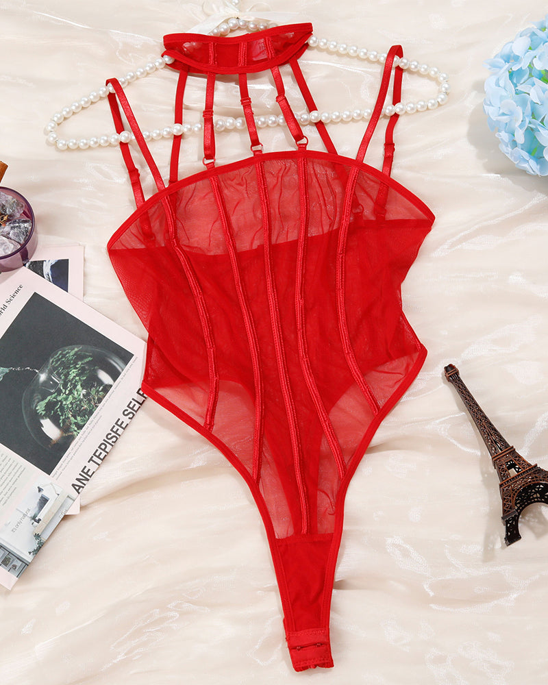 See-Through Patchwork Bodysuit