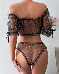 ⚡Flash Sale-【S-L】Ruffle Hem Bow Tie Set