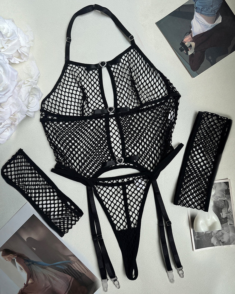 Fishnet See-Through Bra Sets