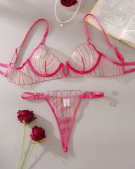 Push Up Embroidered Thin Bra Panty Set