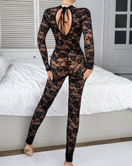 Floral Lace Unitard Jumpsuit