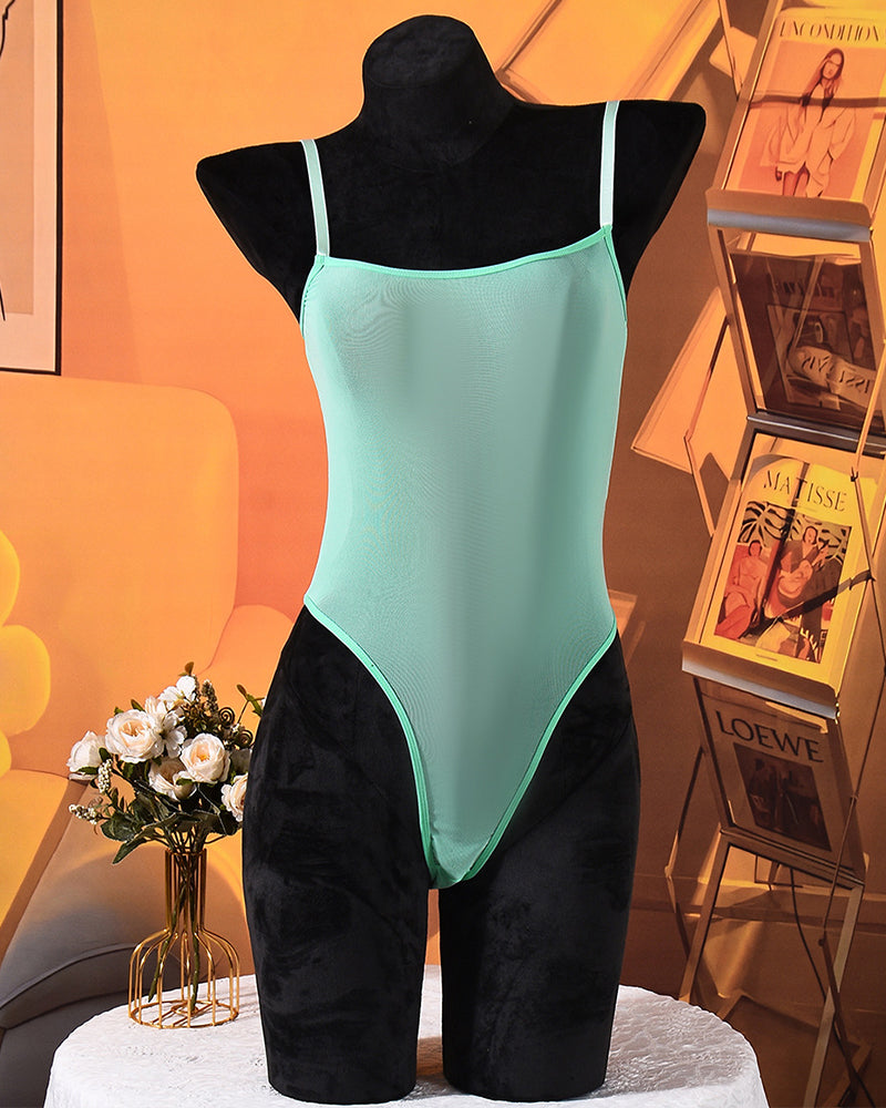 Sheer Mesh Bodysuit Sexy High-Cut Lingerie