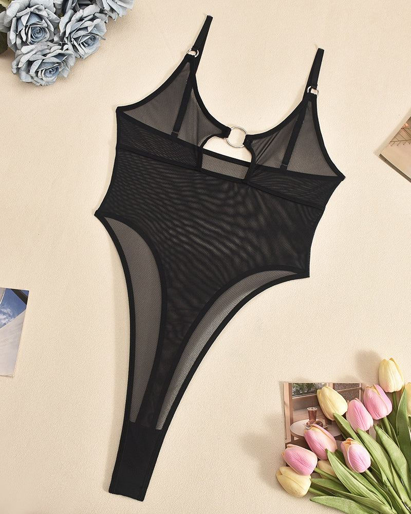 Hollow Mesh Sheer Bodysuits