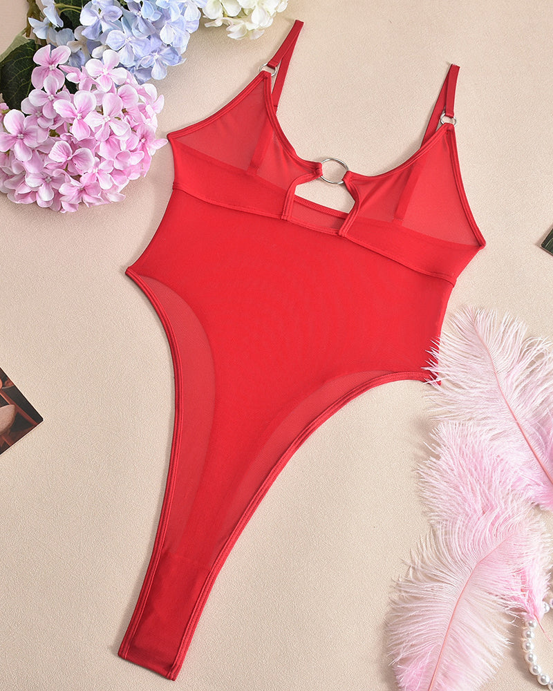 Hollow Mesh Sheer Bodysuits