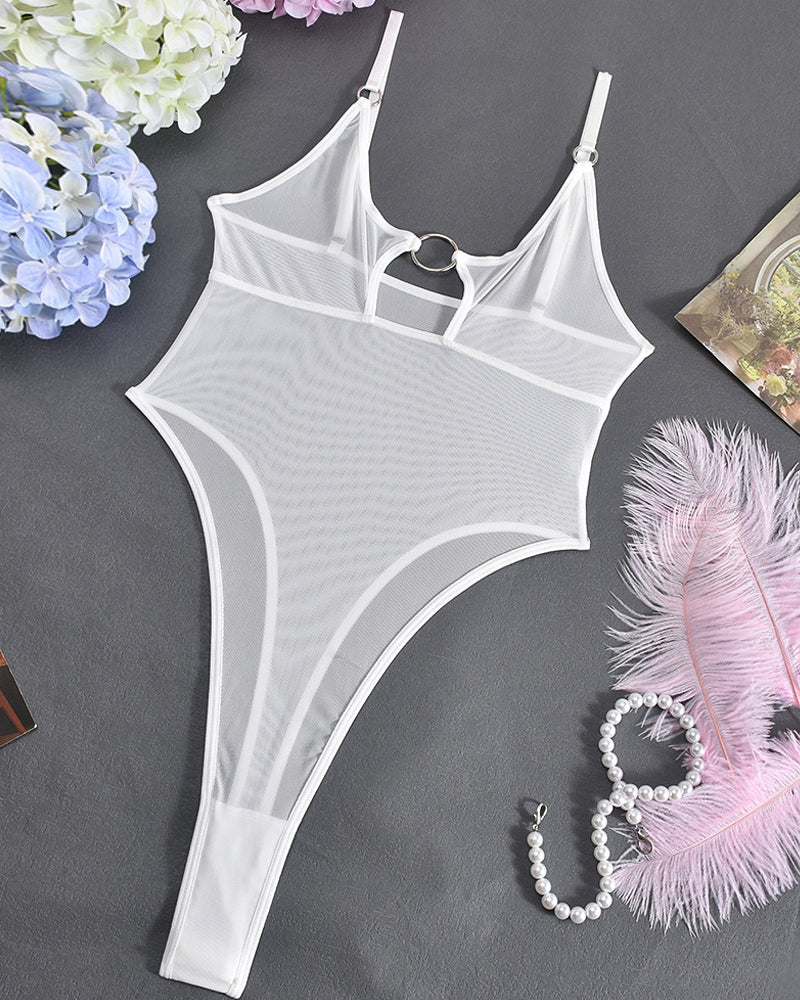 Hollow Mesh Sheer Bodysuits