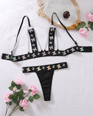 ⚡Flash Sale-Dazzling Color Butterfly Hollow Chain Bra Sets