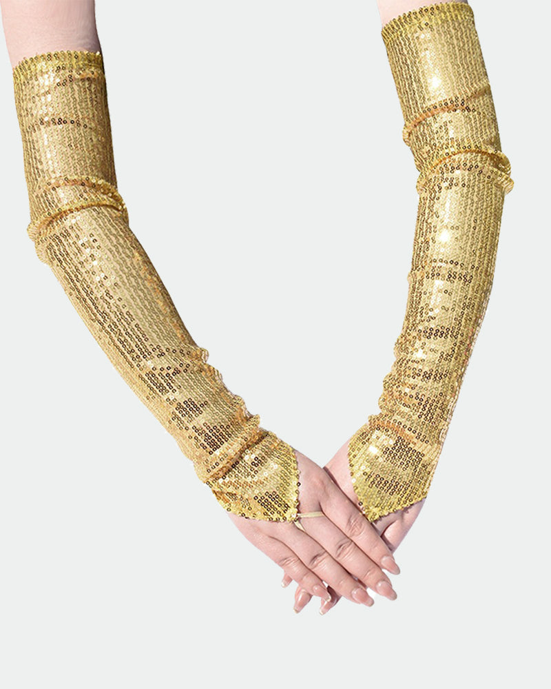 Sequin Fingerless Floral Gloves