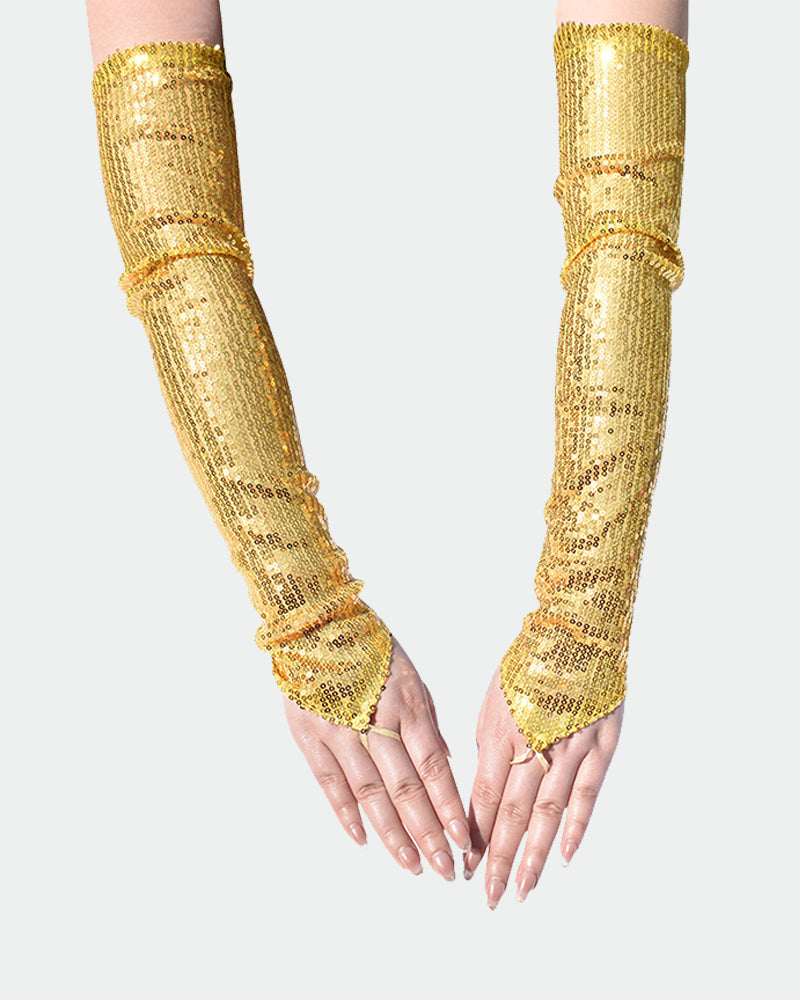 Sequin Fingerless Floral Gloves