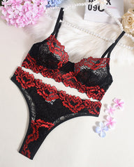 ⚡Color Trim Lace Underwire Bra Panty Sets