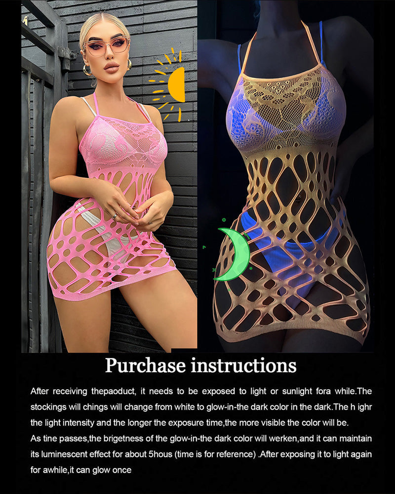 Glow in the Dark Fishnets Mini Dress