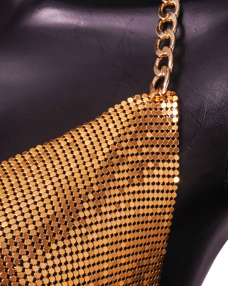 Sequin Backless Side Split Long Dress