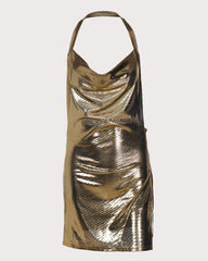 Halterneck Backless Split Mini Dress