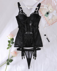 Lace Push-Up Corset Lingerie with Boned