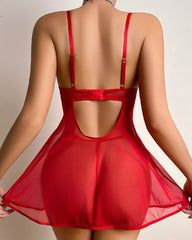 Mesh Patchwork Underwire Babydoll