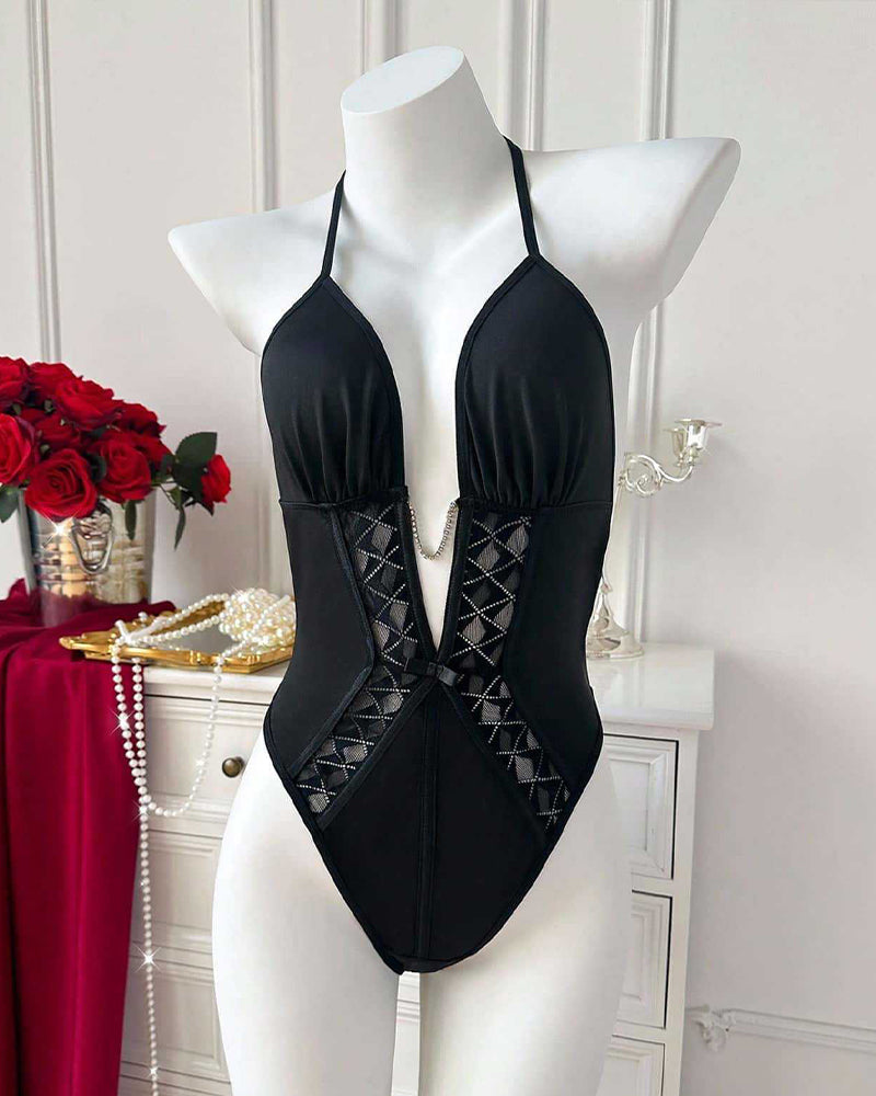 ⚡Flash Sale-Halter-neck deep V-neck Bodysuit