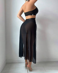 See-Through Cross Backless Skirt Dress