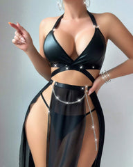 See-Through Cross Backless Skirt Dress