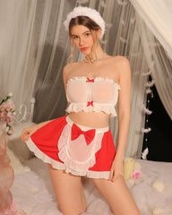 Lace Bow Cosplay Maid Three-Piece Set